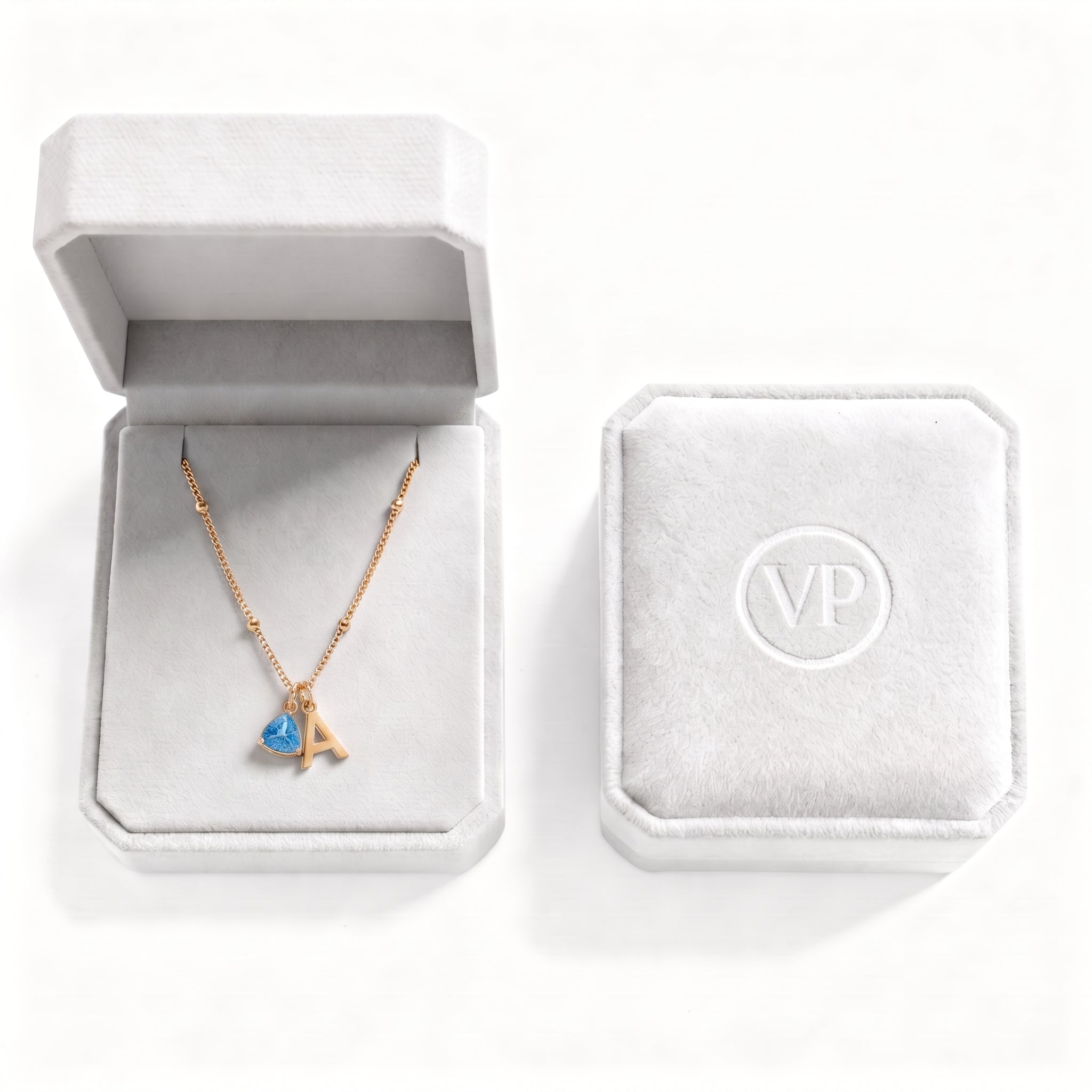 Initial Birthstone Necklace "Luna"
