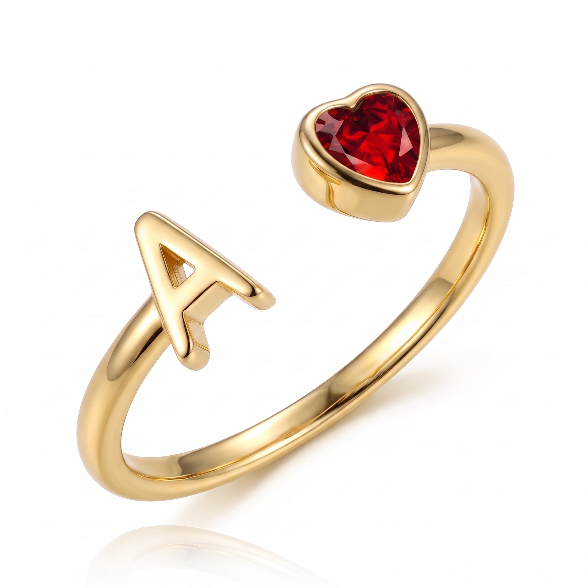 Adjustable Initial Birthstone Ring "Cleo"