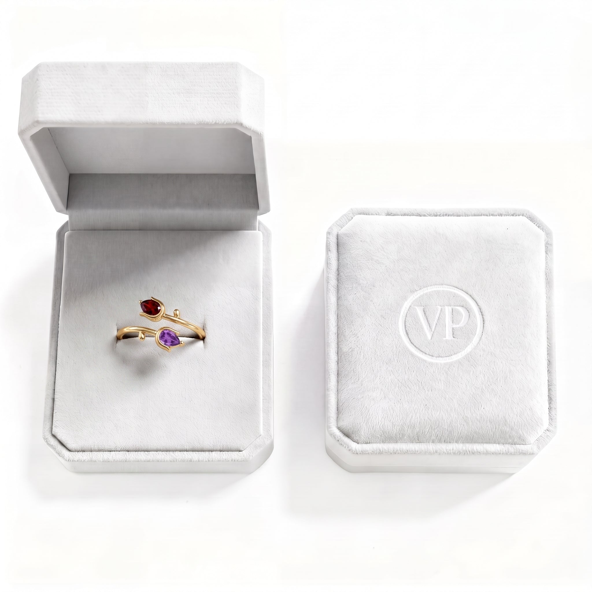 Adjustable BirthStone Ring "Tulip"