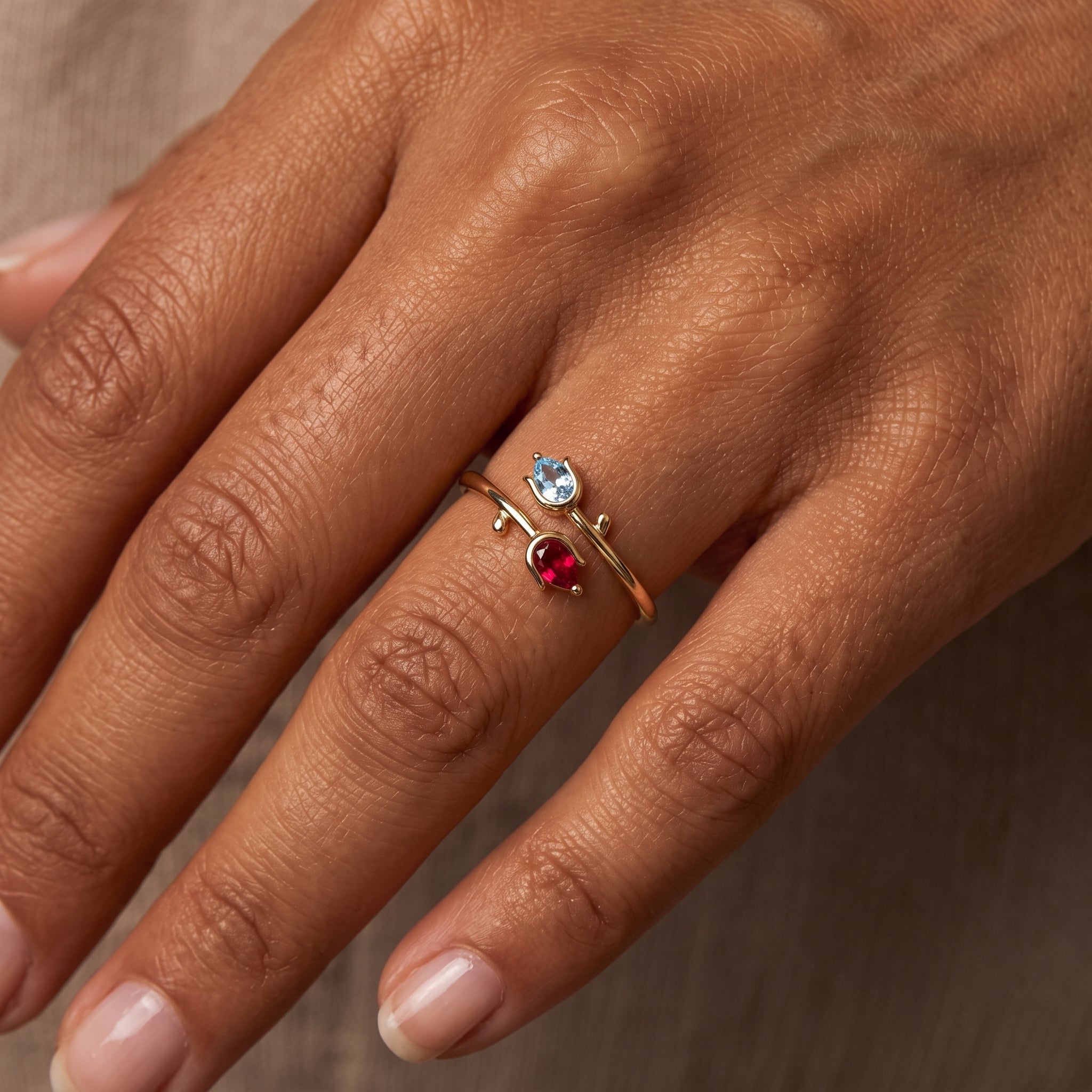 Adjustable BirthStone Ring "Tulip"