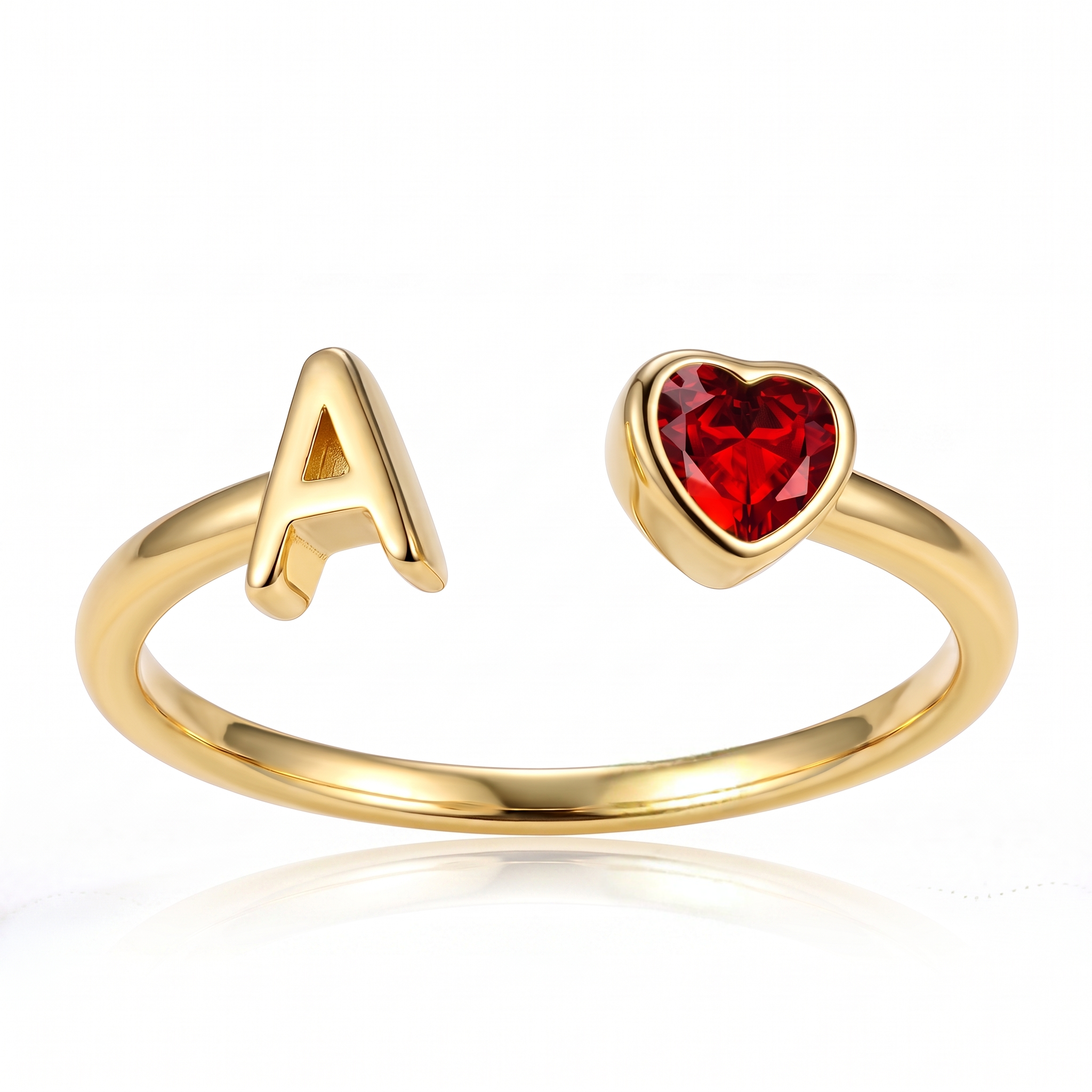 Adjustable Initial Birthstone Ring "Cleo"